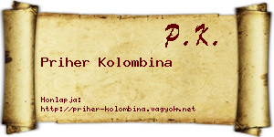 Priher Kolombina névjegykártya